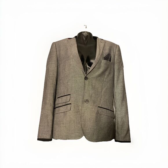 Edge‎ For WDNY Womens Blazer Size Large Gray Black 2 Button - Picture 3 of 6